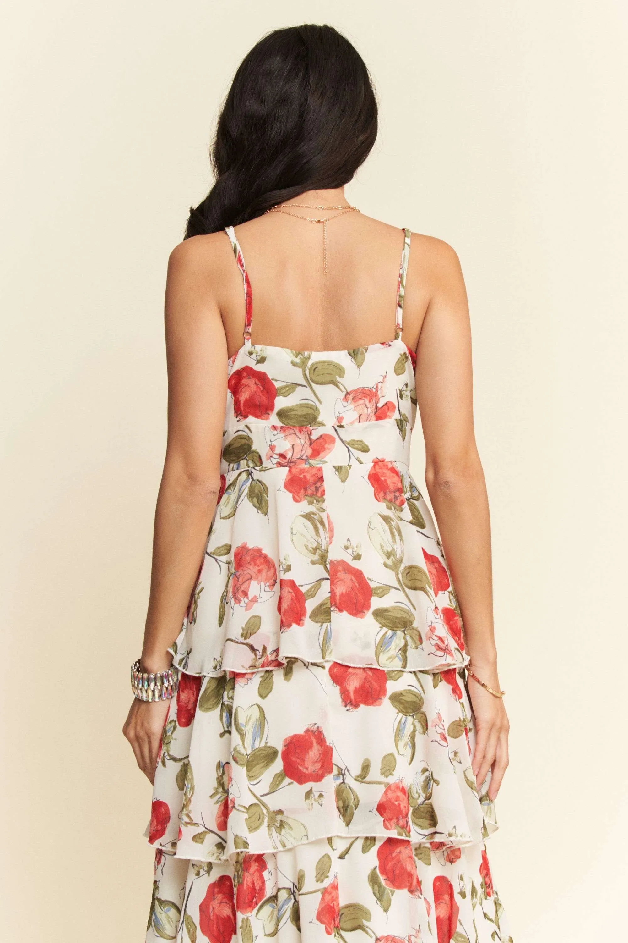 Davi & Dani Contrast Ring Lace Layered Ruffle Maxi Cami Dress - Image 10