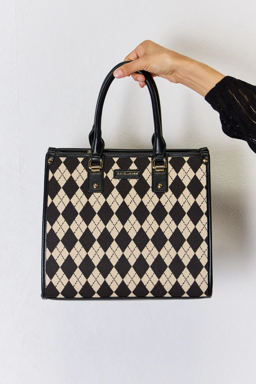 David Jones Argyle Pattern PU Leather Handbag - Image 4
