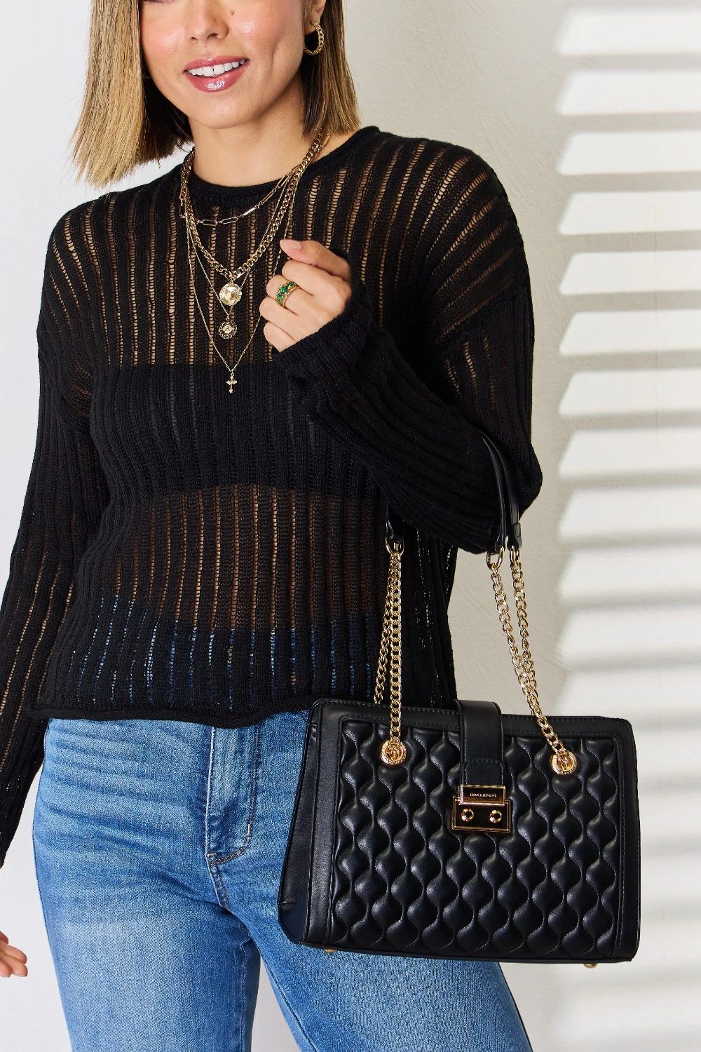David Jones Quilted PU Leather Handbag - Image 4