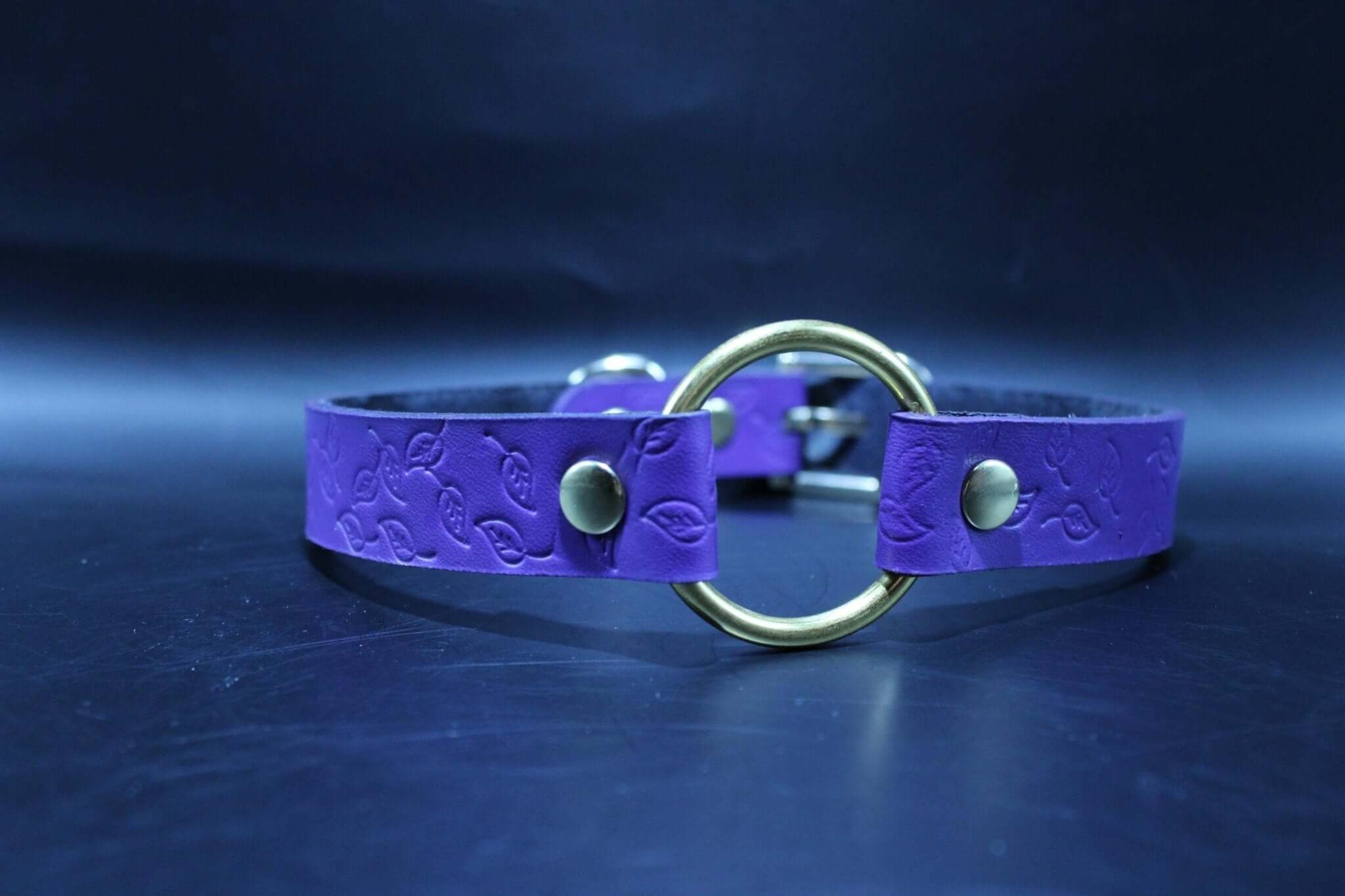 Day Collar Purple BDSM Collar with Brass Ring  Elegant Slave Collar - Image 3