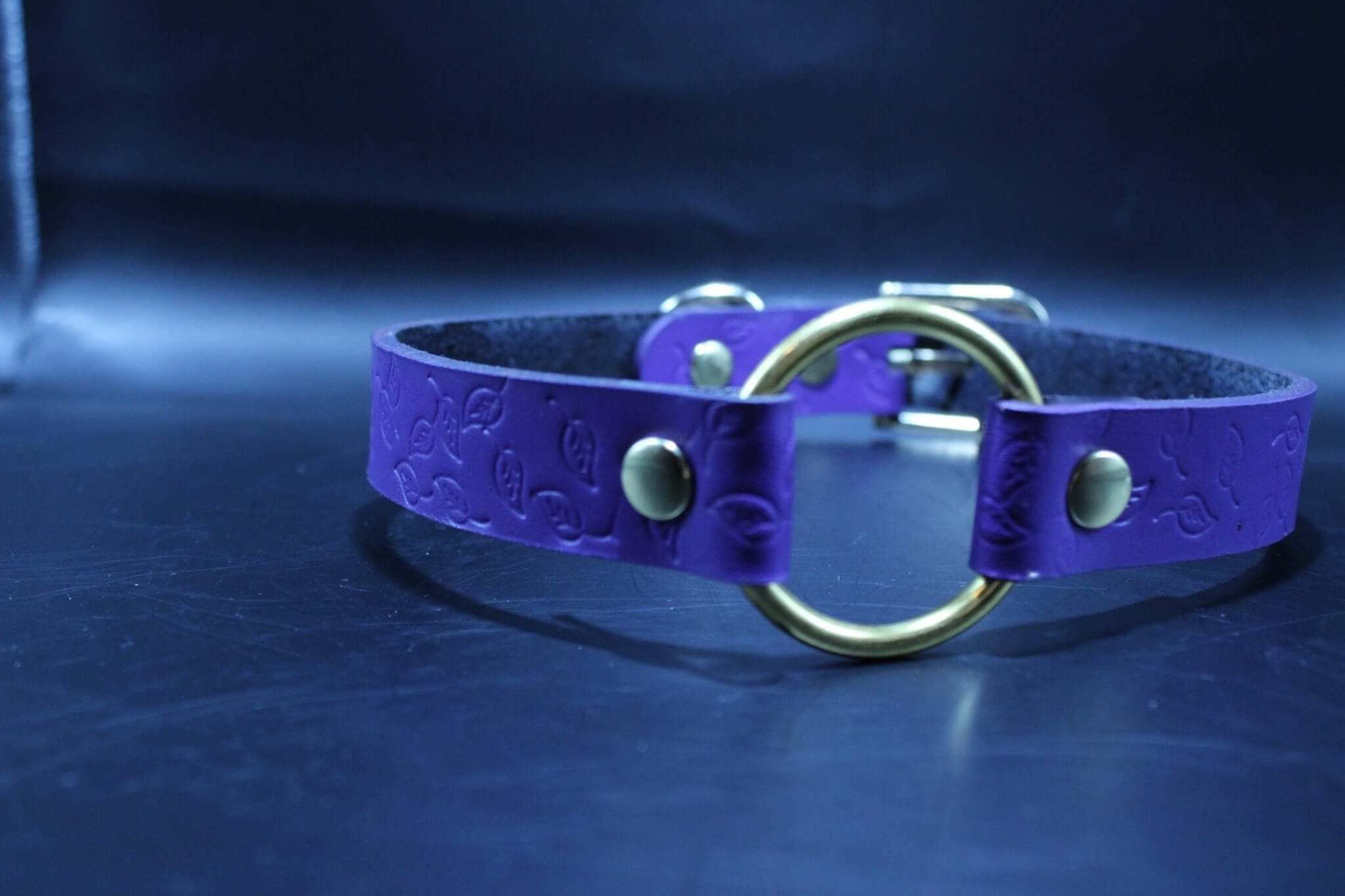 Day Collar Purple BDSM Collar with Brass Ring  Elegant Slave Collar - Image 5