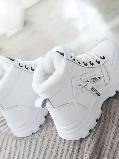 Decorative Zipper Round Toe Platform Boots - Image 7