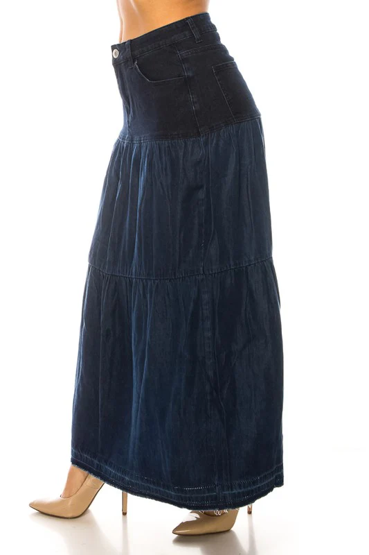 denim long skirt - Image 3