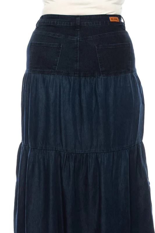 denim long skirt plus size - Image 7