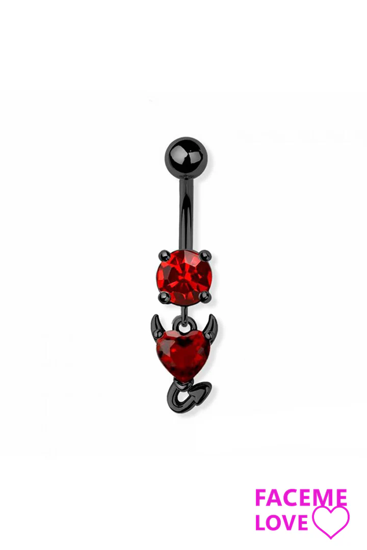 DEVIL HEART 316L SURGICAL STEEL NAVEL BELLY RING