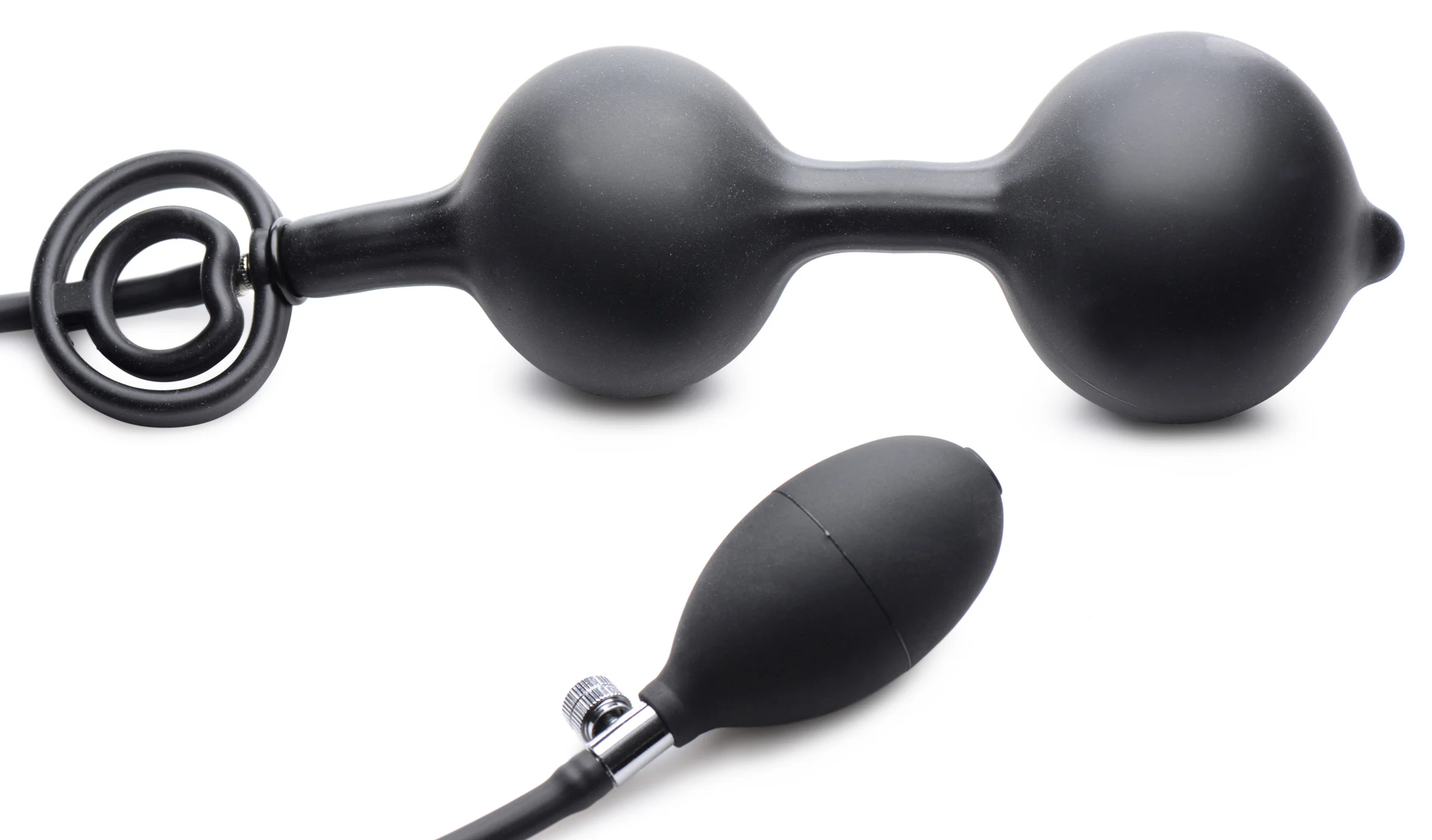 Devils Rattle Inflatable Silicone Anal Plug With Cock And Ball Ring - Image 9