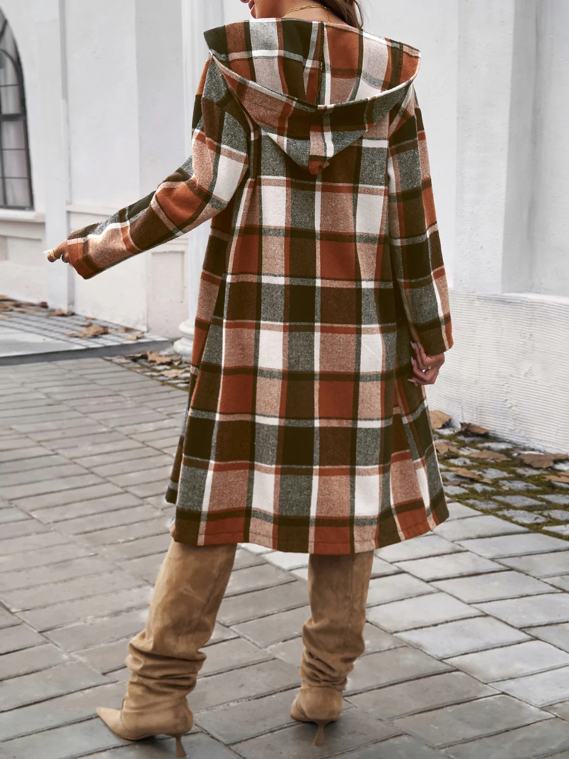 Devine Plaid Long Sleeve Hooded Coat - Image 2