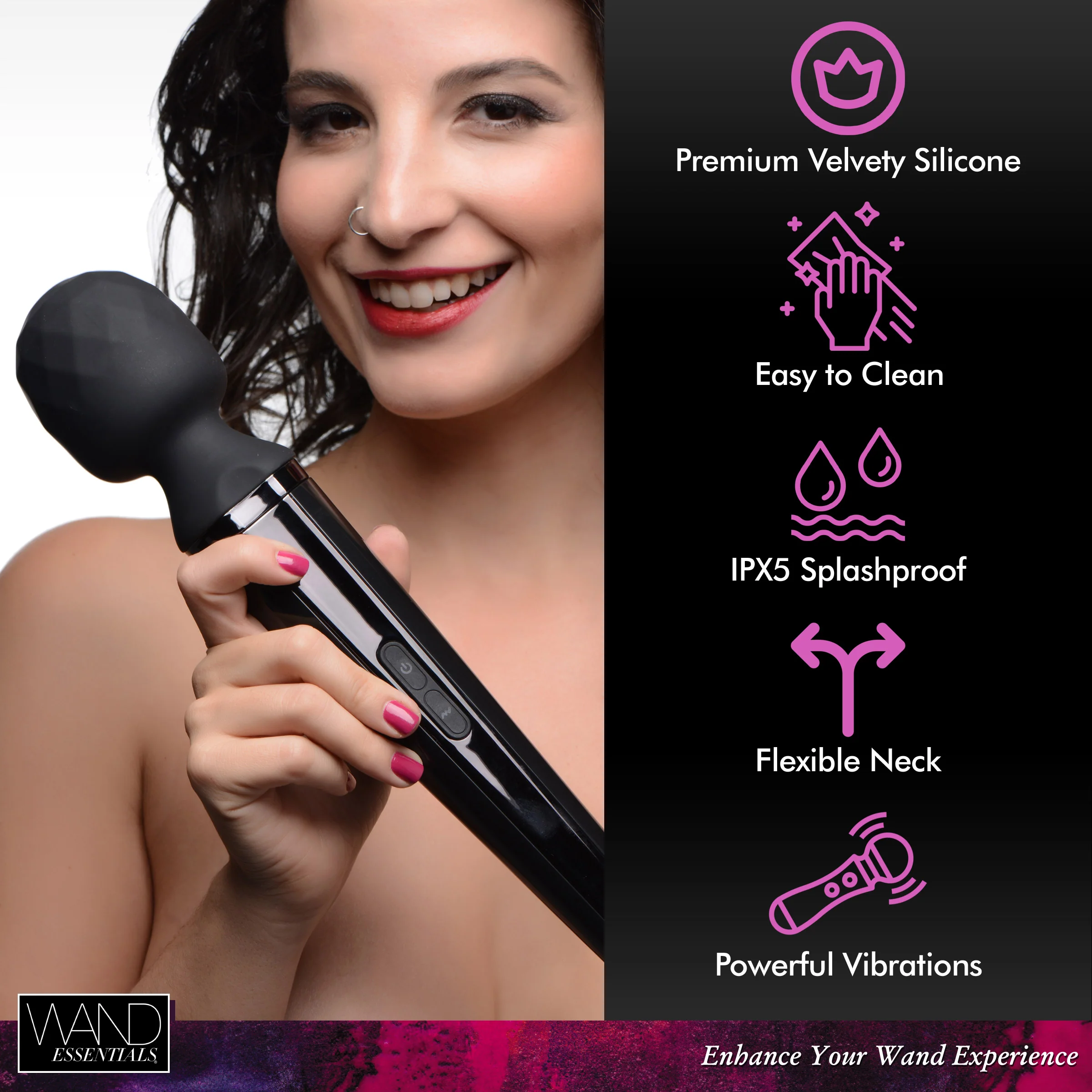 Diamond Head 24x Rechargeable Silicone Wand Massager - Image 5