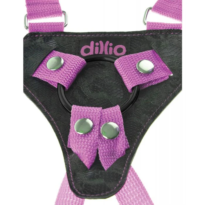 Dillio 7" Strap-On Suspender Harness Set - Pink - Image 4