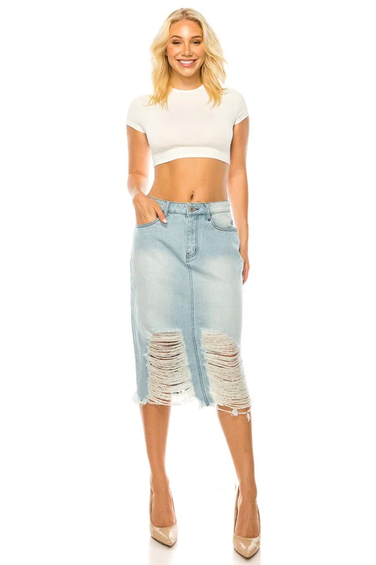 Distressed denim skirt - Image 2