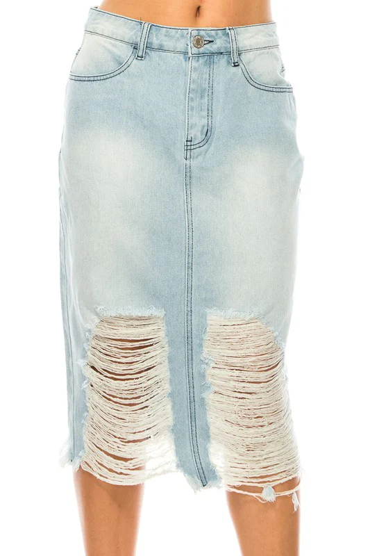 Distressed denim skirt - Image 5