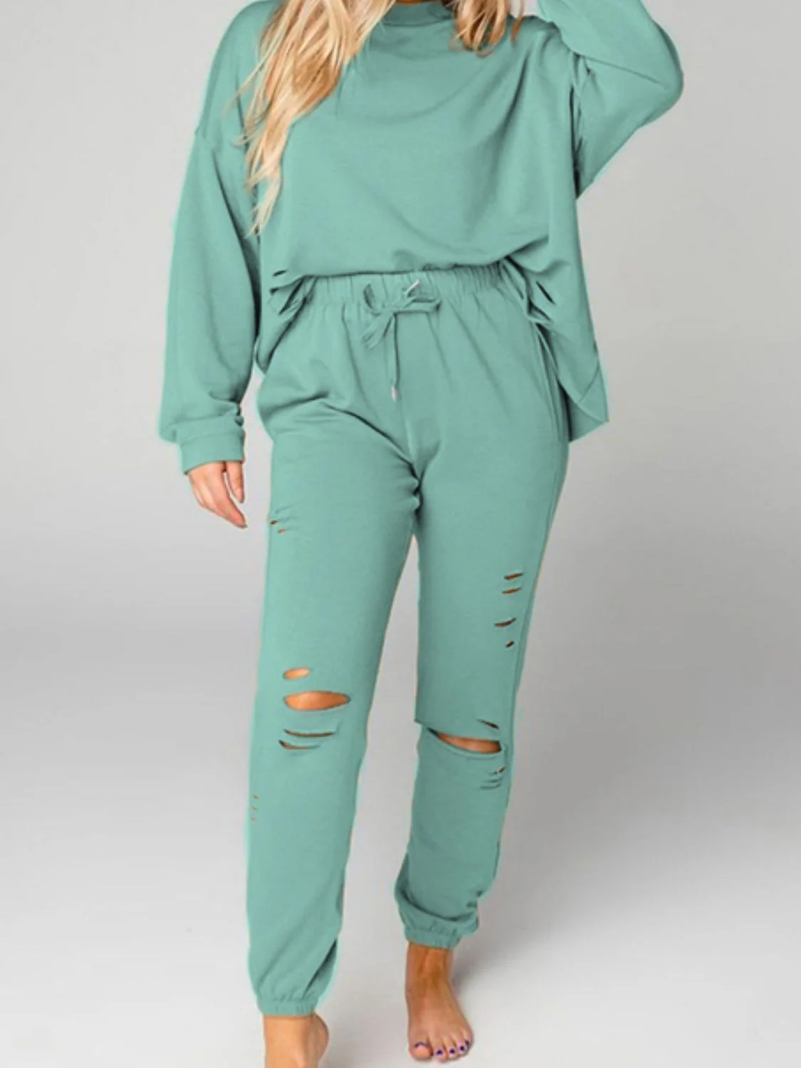 Distressed Sweatshirt and Joggers Set - Image 5