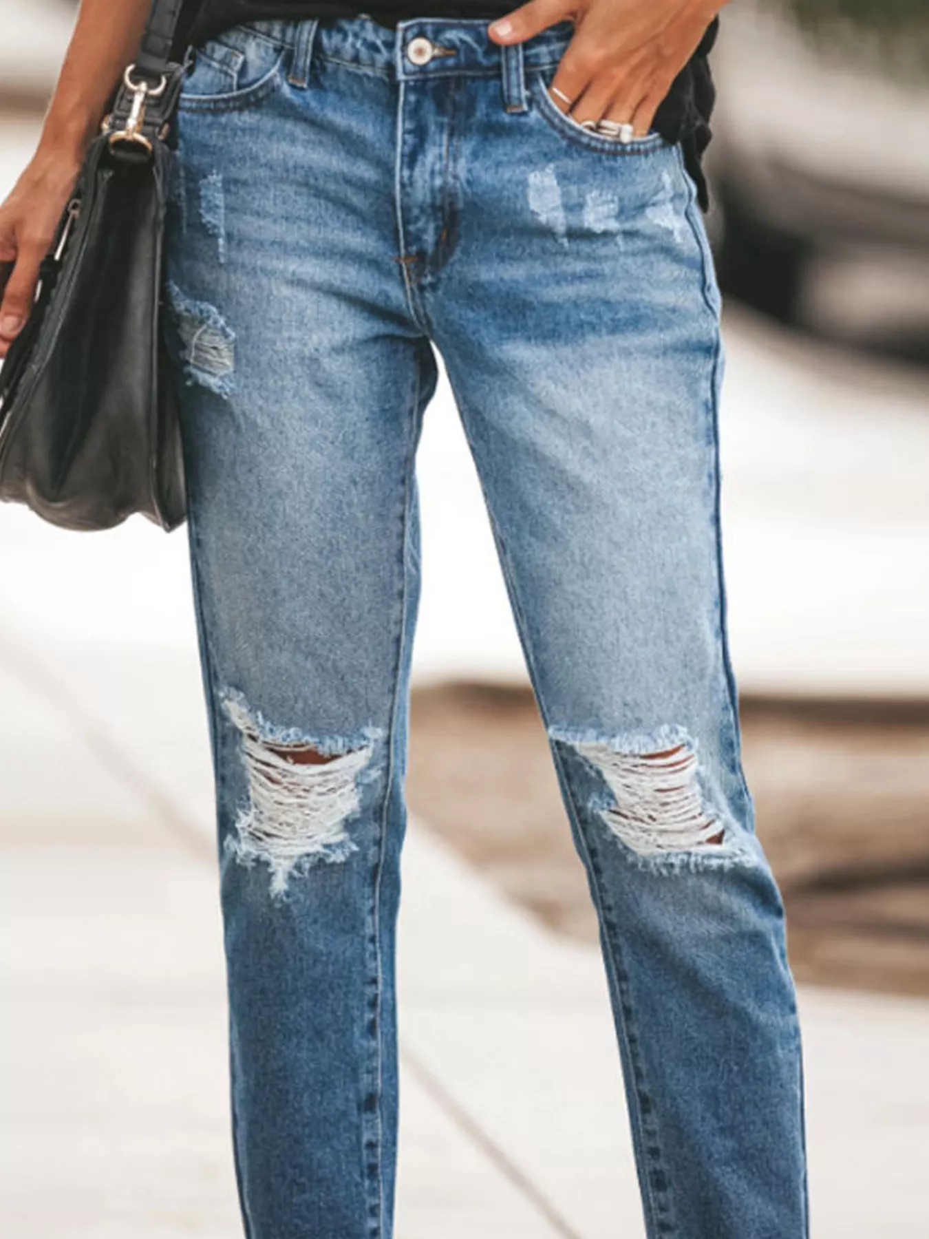 Distressed Wash Ankle Jeans - Image 7