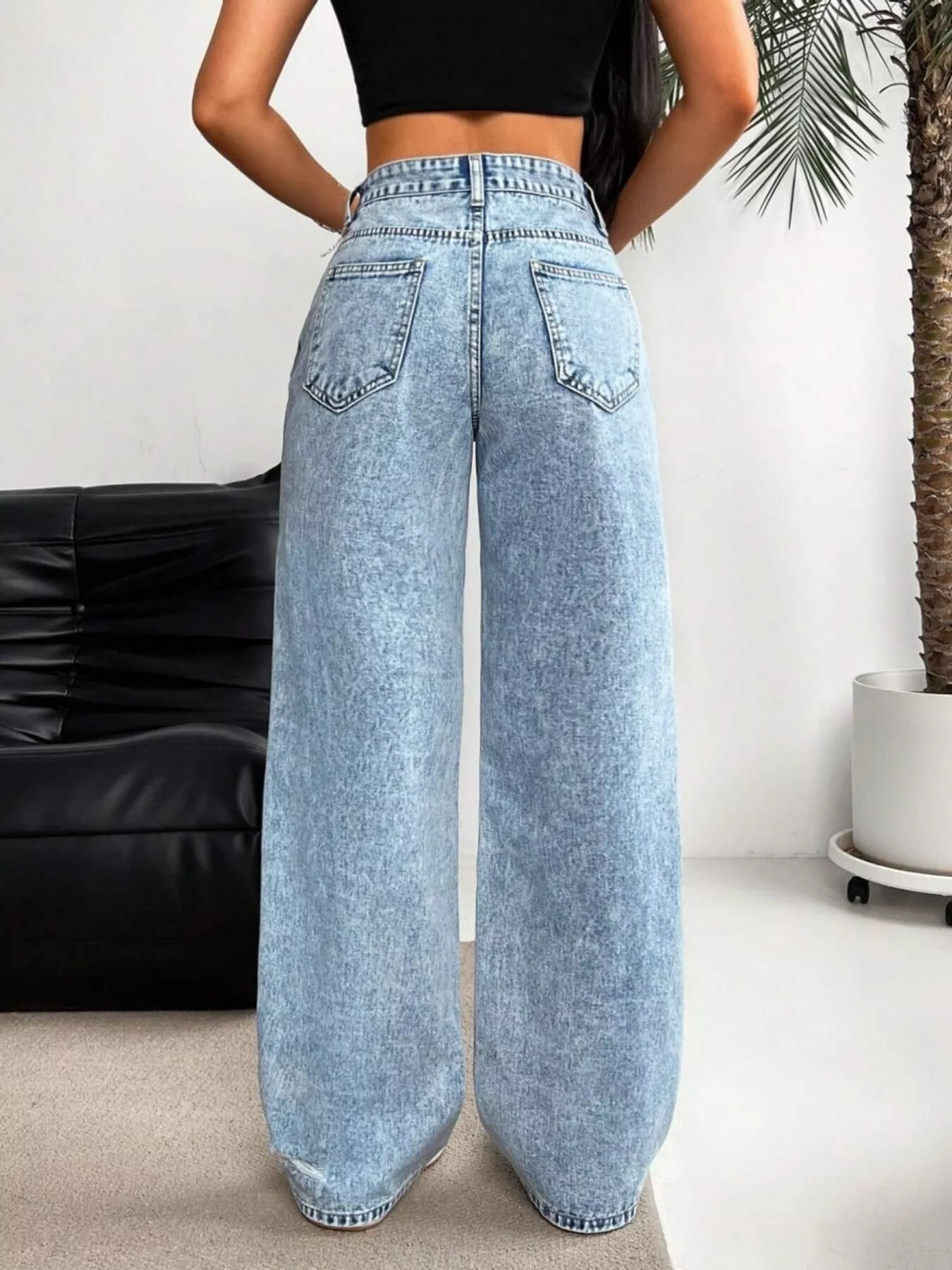Distressed Wide Leg Jeans - Image 6
