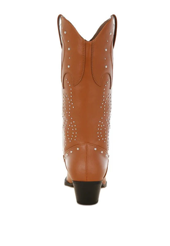 Dockery Studs Embellished Cowboy Boots - Image 5
