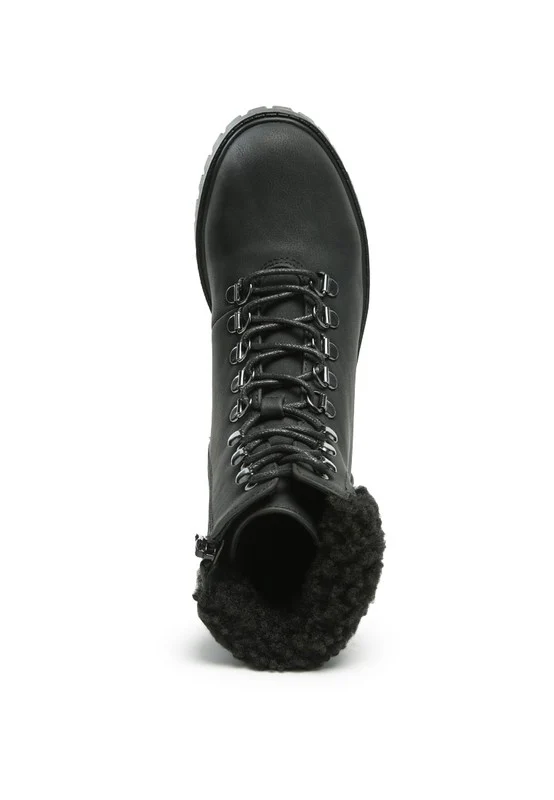 DOLON LACE-UP FUR COLLARED ANKLE BOOT - Image 6
