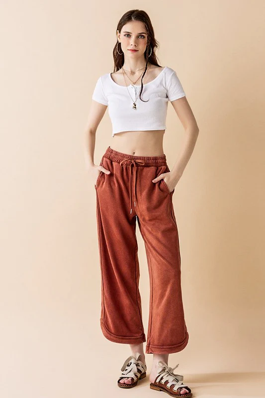 Dolphin Tail Wide Leg Mineral Washed Pants - Image 11