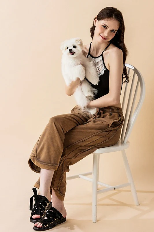 Dolphin Tail Wide Leg Mineral Washed Pants - Image 2