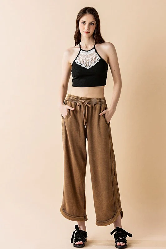 Dolphin Tail Wide Leg Mineral Washed Pants - Image 4