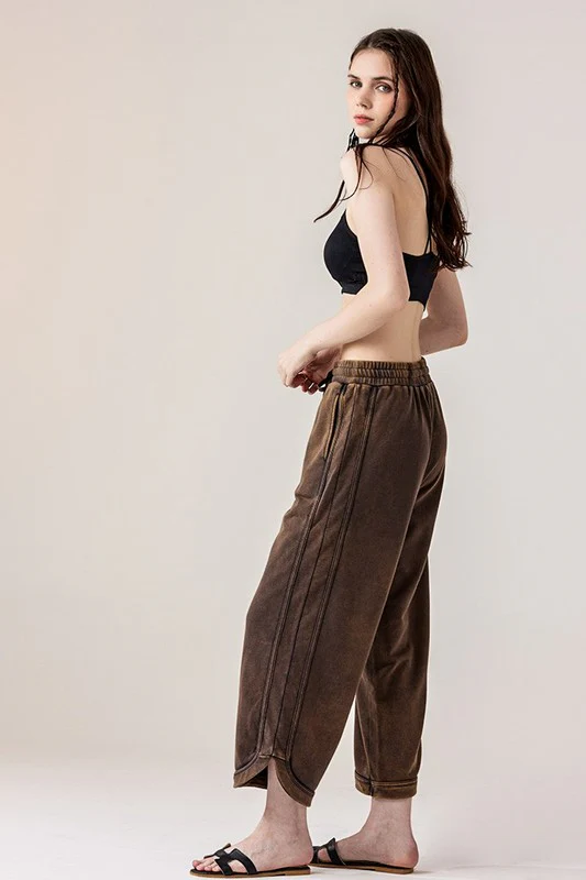 Dolphin Tail Wide Leg Mineral Washed Pants - Image 7