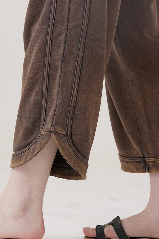Dolphin Tail Wide Leg Mineral Washed Pants - Image 9