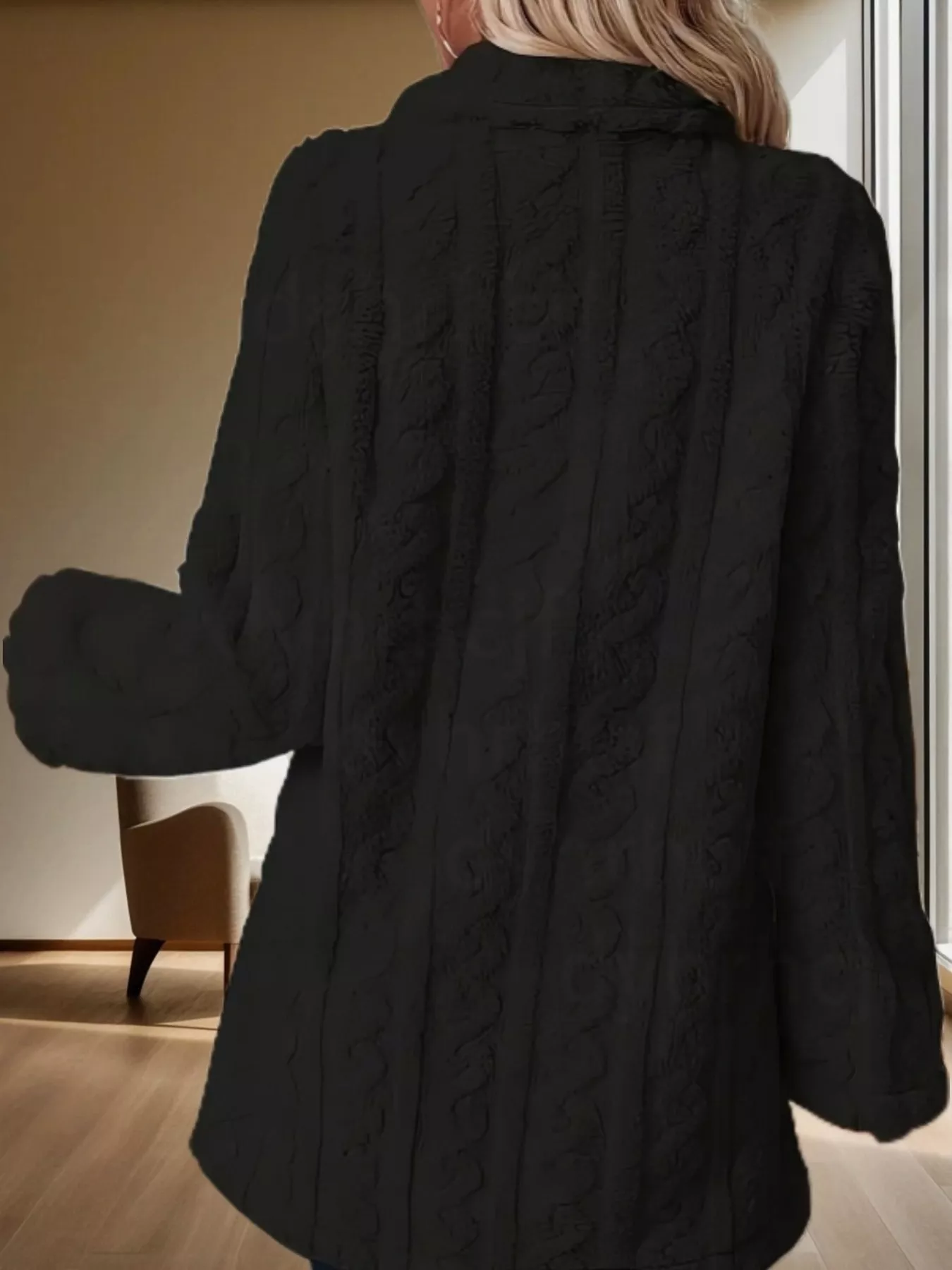 Double-Breasted Fleece Longline Coat - Image 3