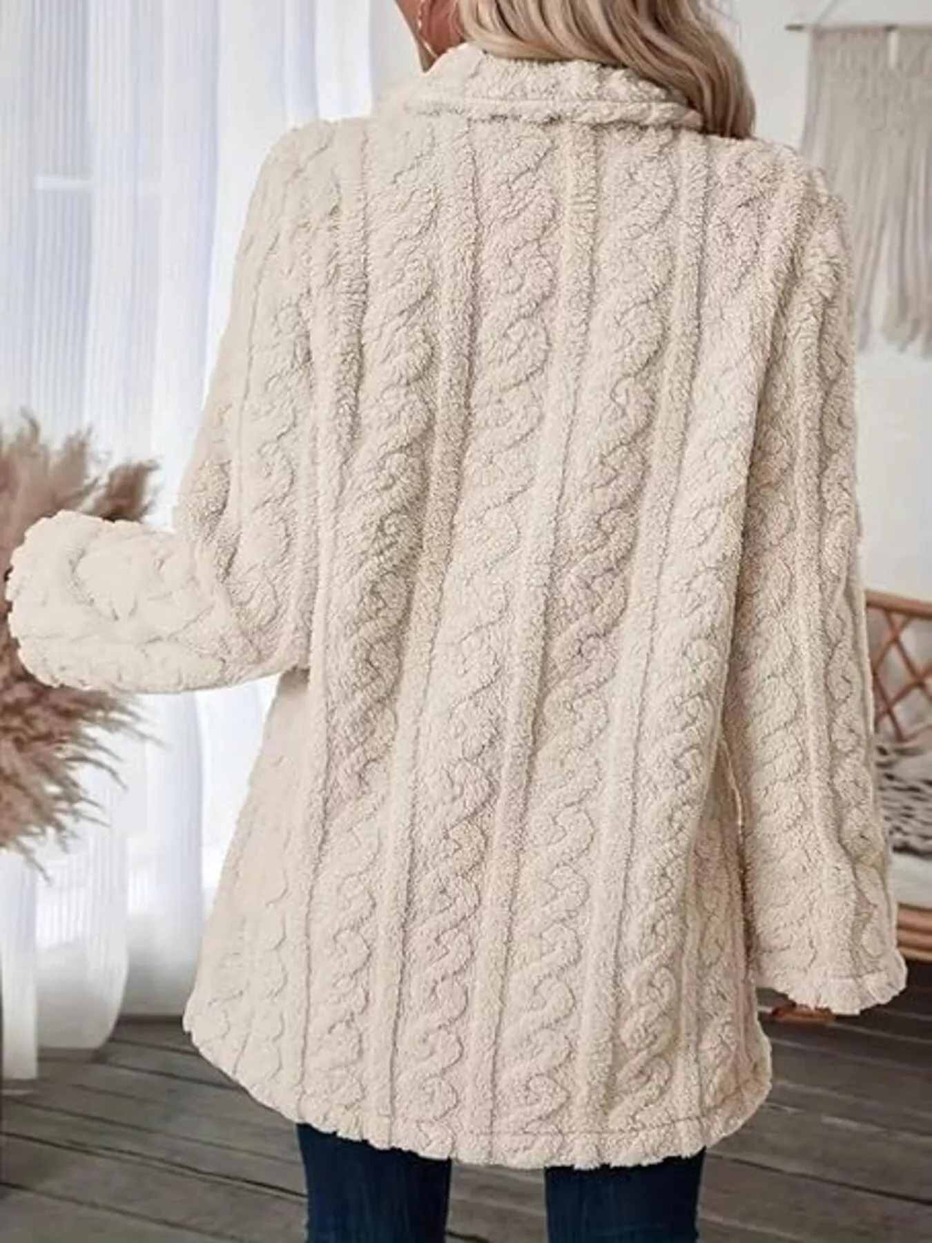 Double-Breasted Fleece Longline Coat - Image 5
