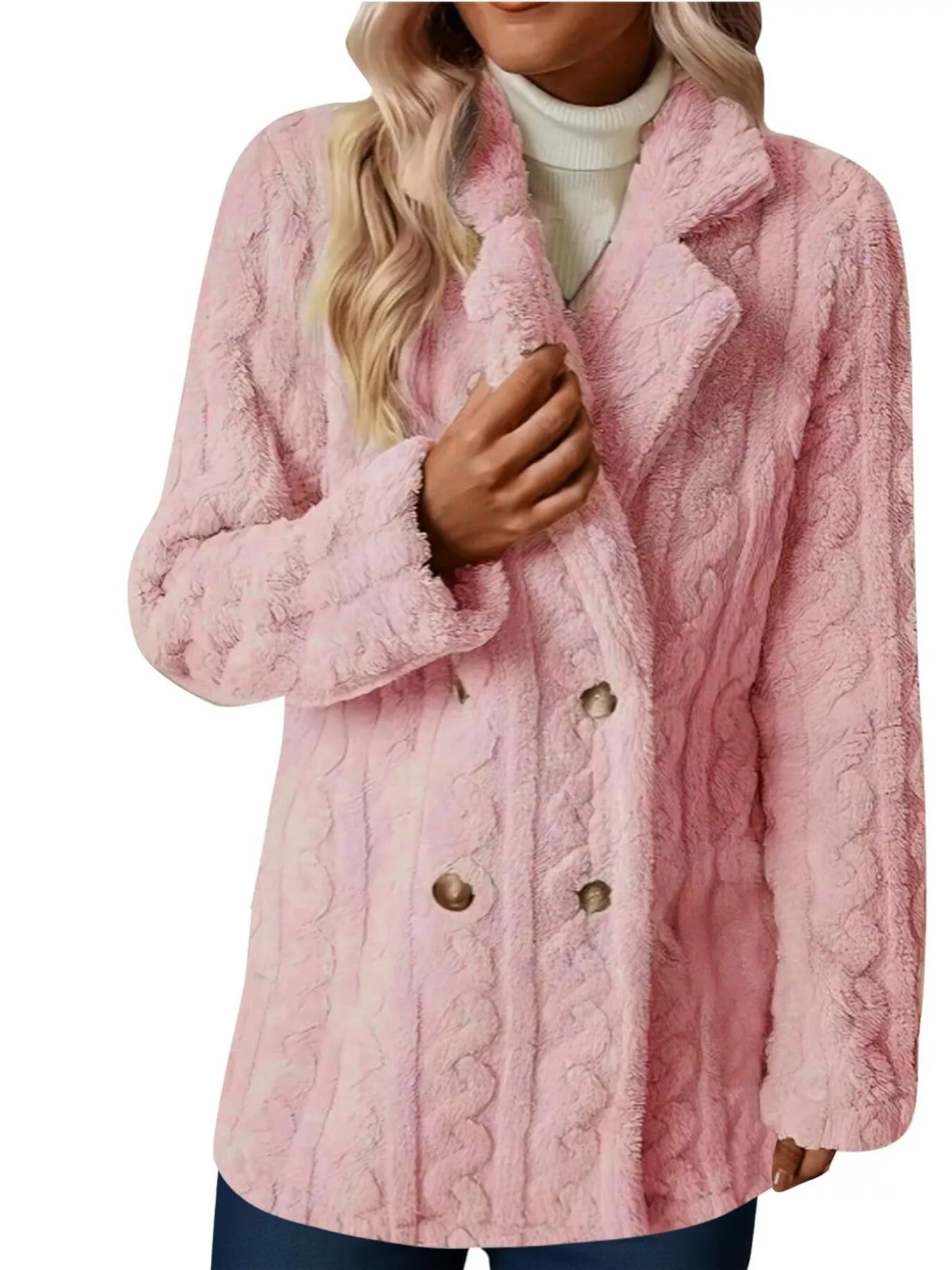 Double-Breasted Fleece Longline Coat - Image 9
