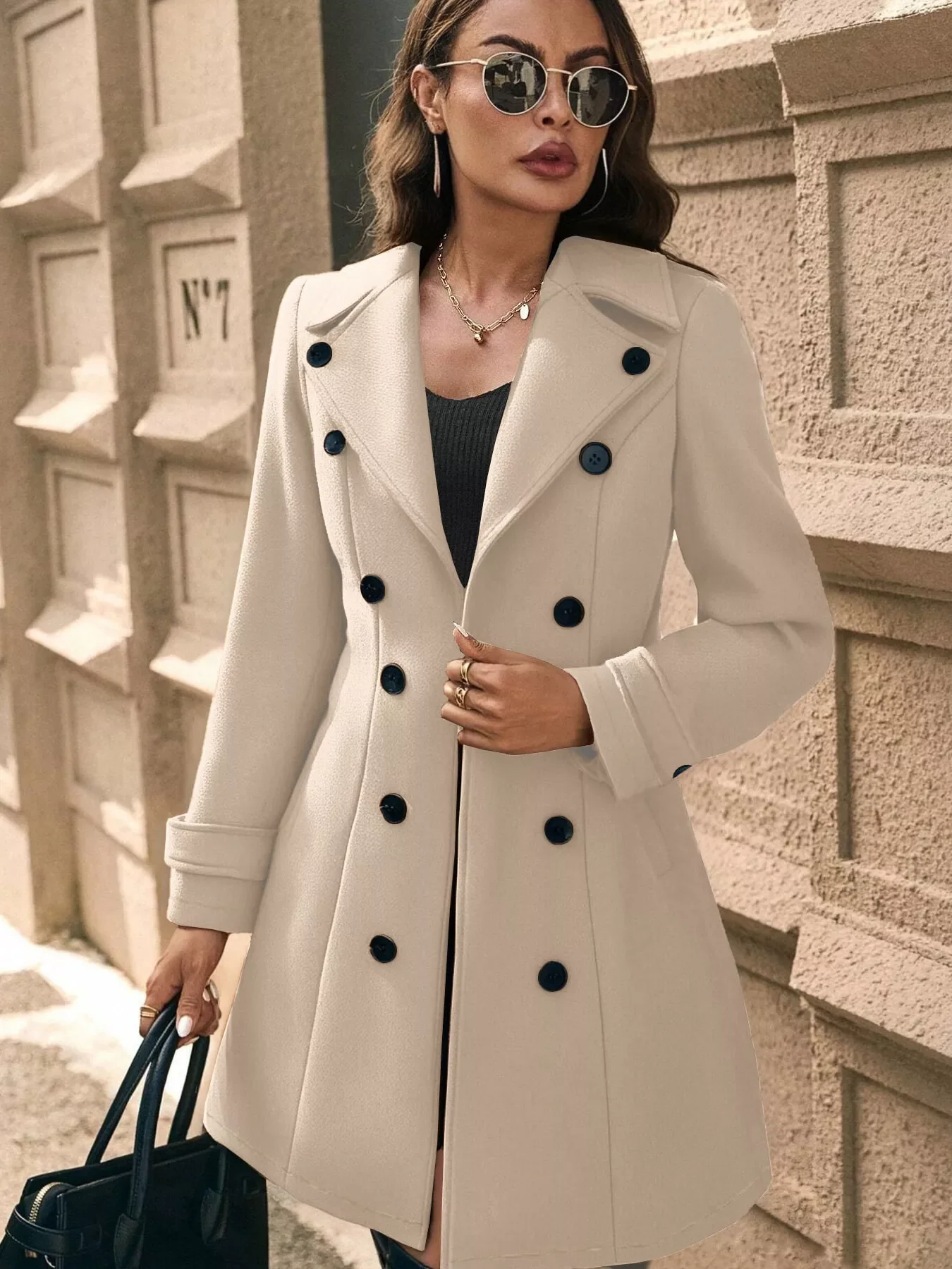 Double-Breasted Wool Blend Overcoat - Image 2