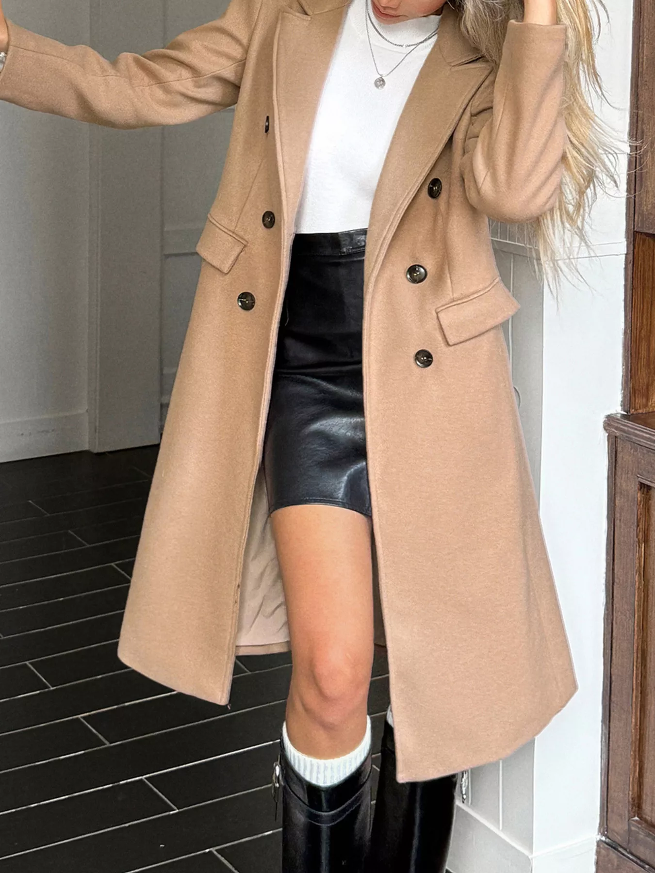 Double-Breasted Wool Blend Overcoat - Image 4