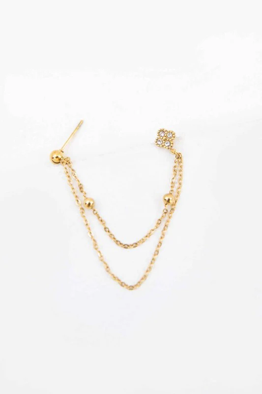 Double Piercing Drape Stud Earrings
