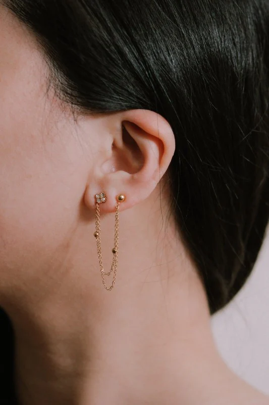 Double Piercing Drape Stud Earrings - Image 2