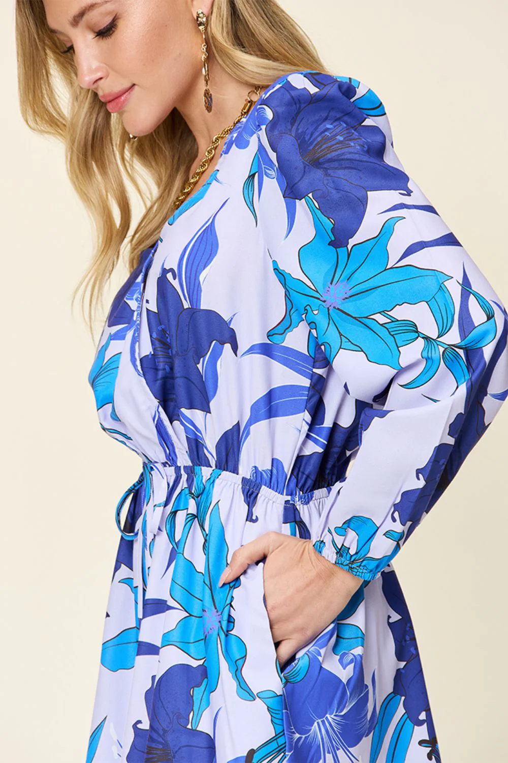 Double Take Full Size Floral Long Sleeve Romper with Pockets - Image 10