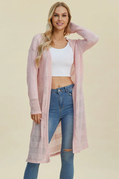 Double Take Full Size Open Front Longline Cardigan - Image 12