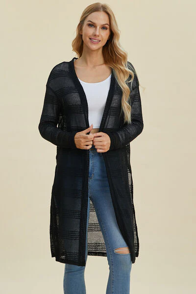 Double Take Full Size Open Front Longline Cardigan - Image 30