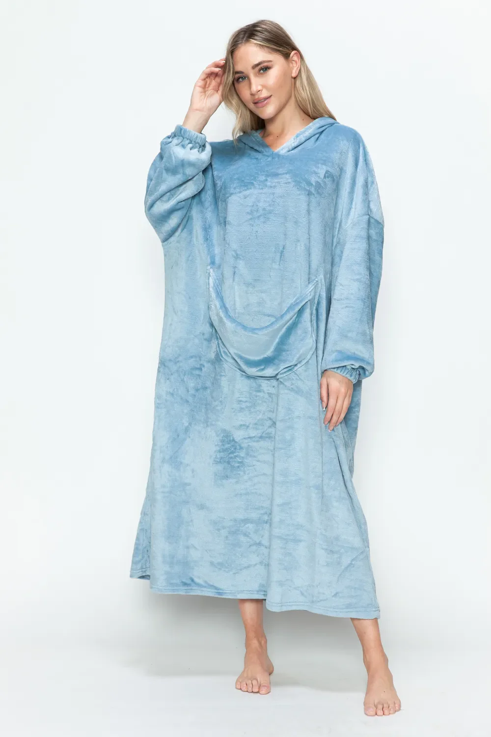 Double Take Full Size Pocketed Hooded Midi Lounge Dress - Image 15