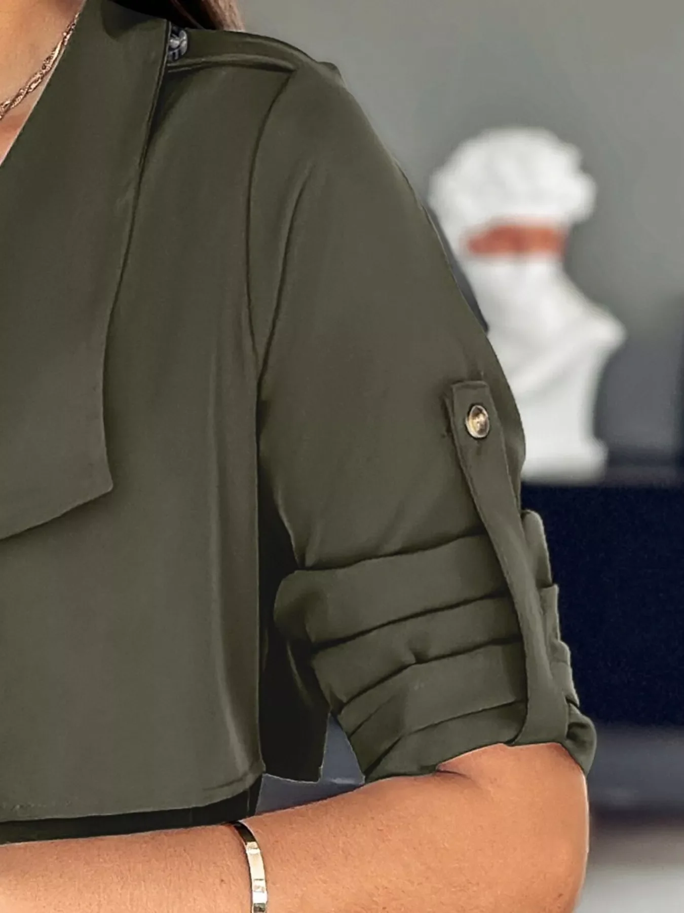 Drape Collar Lightweight Trench Coat - Image 20