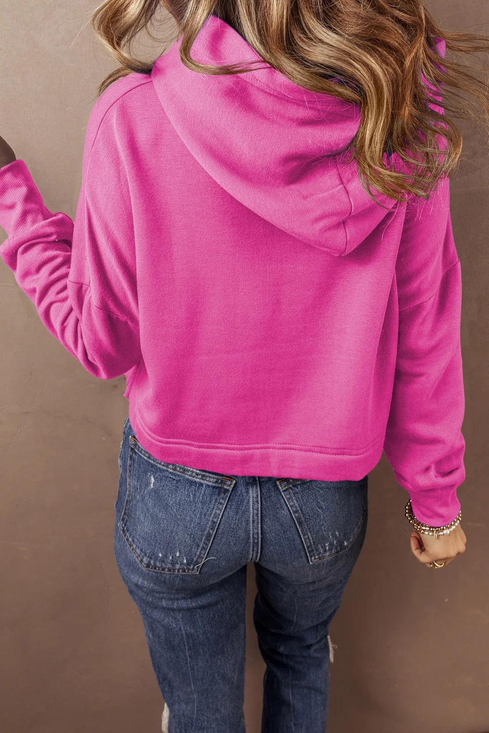 Drawstring Dropped Shoulder Hoodie - Image 2