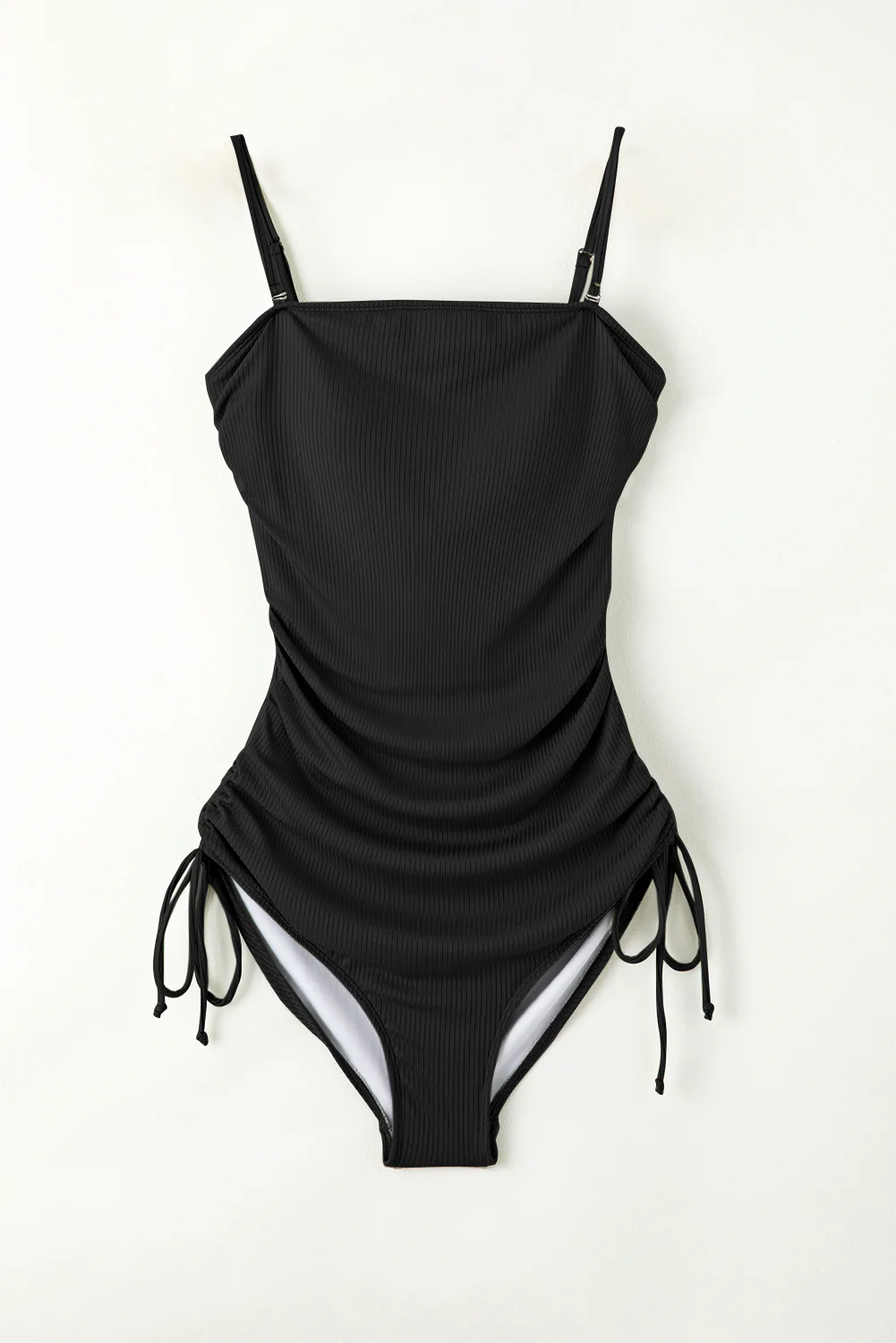 Drawstring Spaghetti Strap One-Piece Swimwear - Image 5