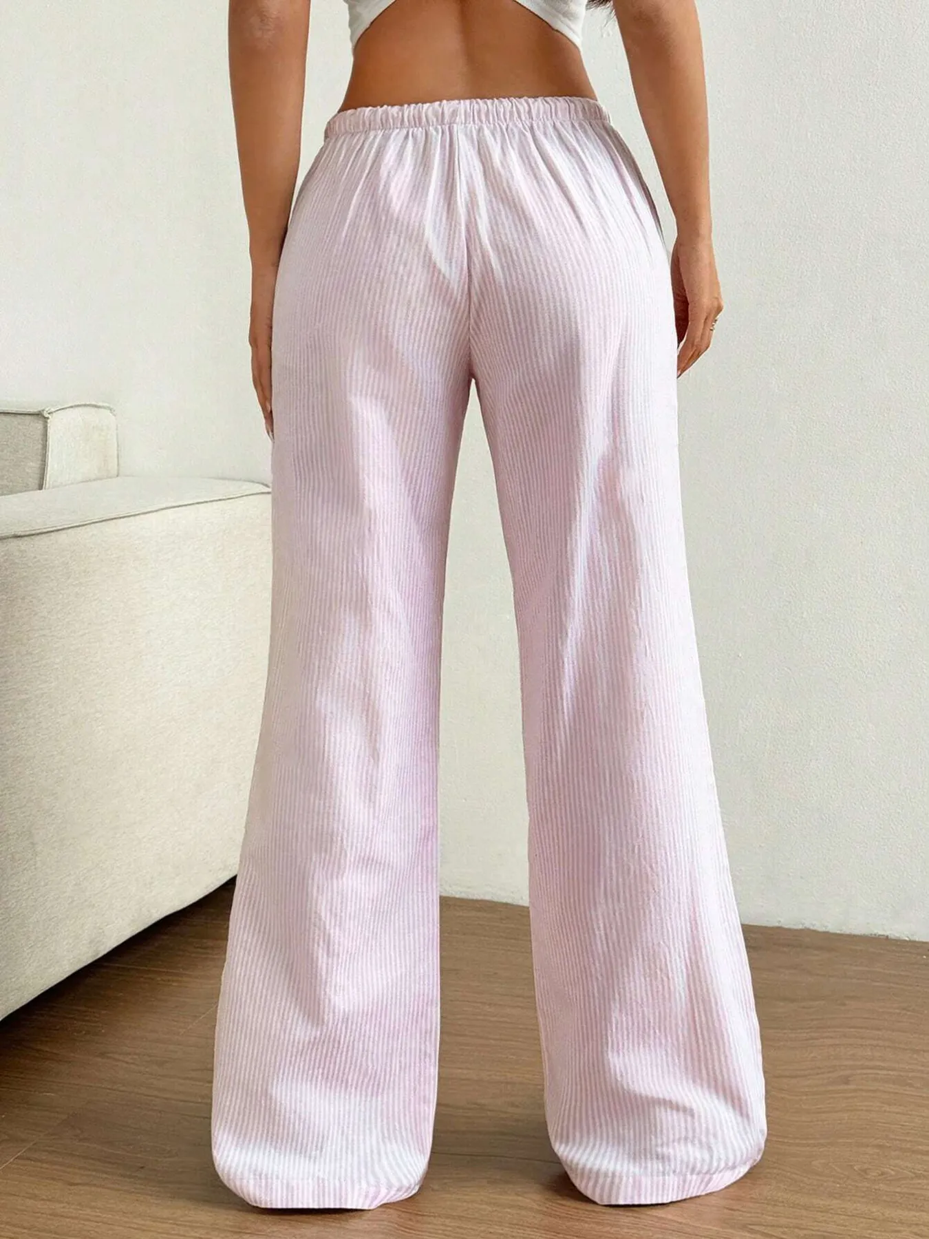 Drawstring Striped Wide Leg Pants - Image 22