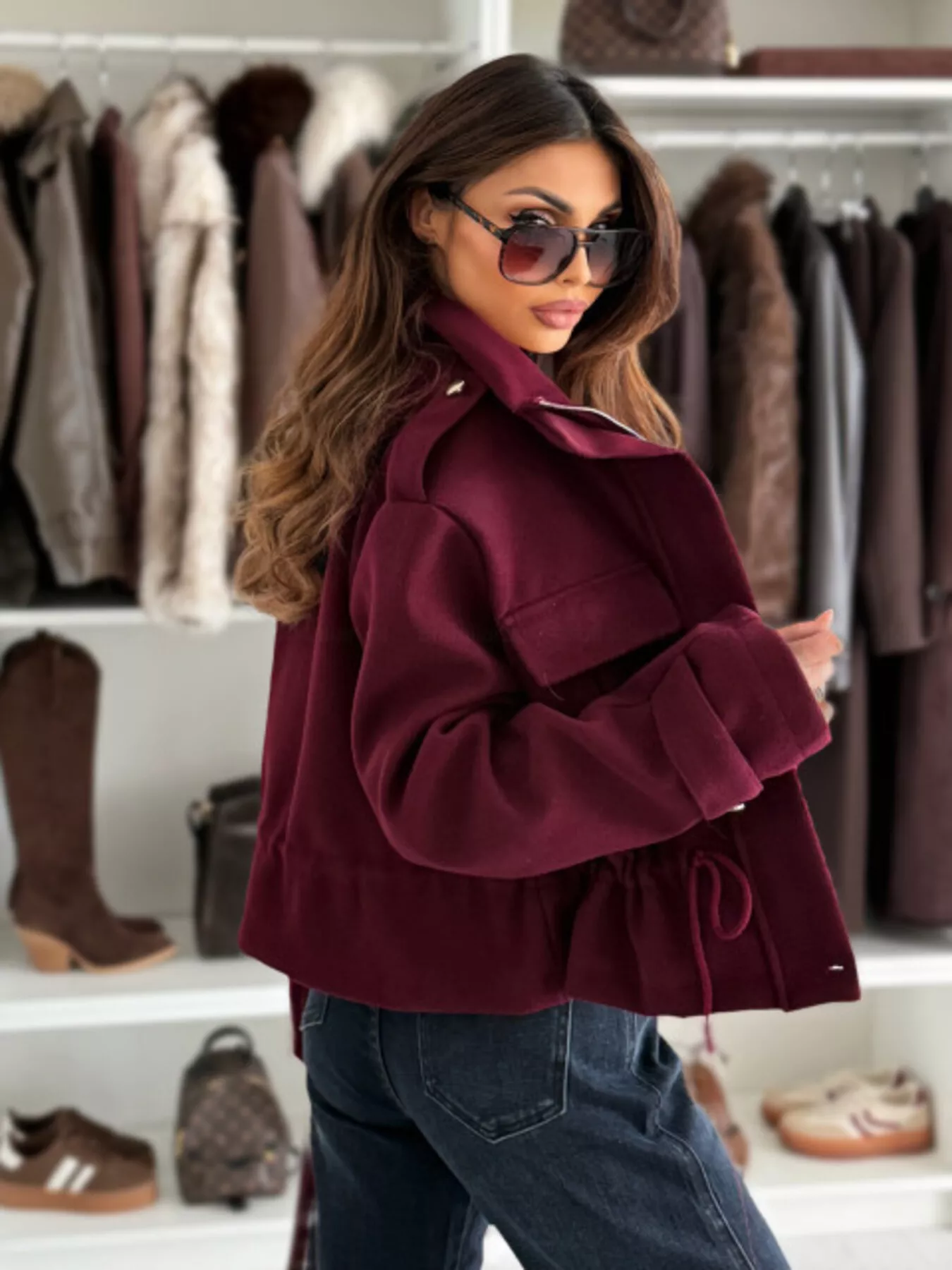 Drawstring Waist Cropped Jacket - Image 13