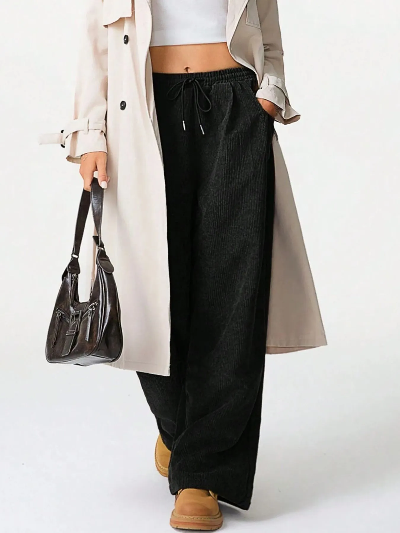 Drawstring Wide Leg Pants - Image 5