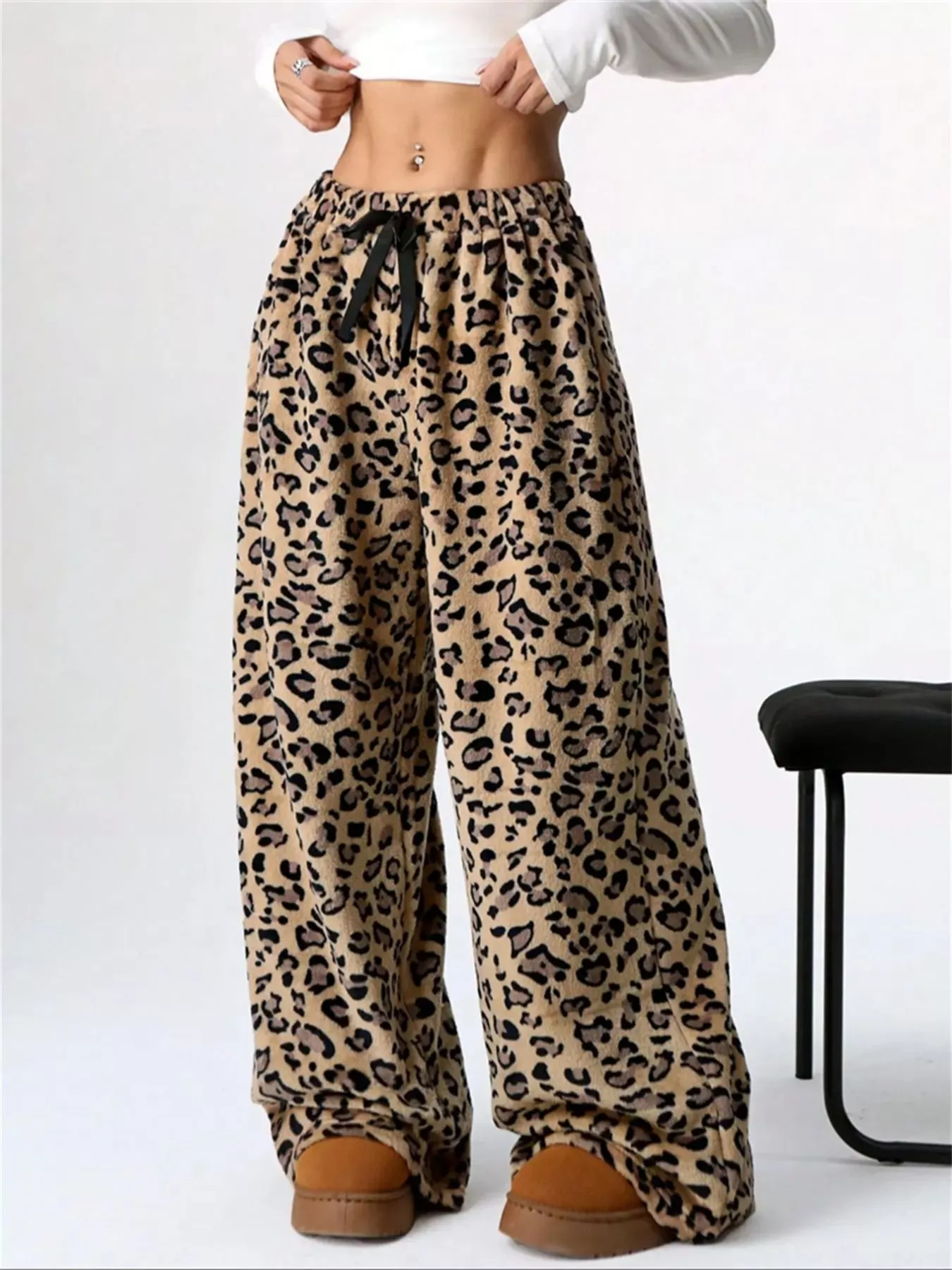 Drawstring Wide Leg Pants - Image 4