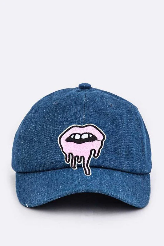 Dripping Lips Embroidered Patch Cap - Image 5