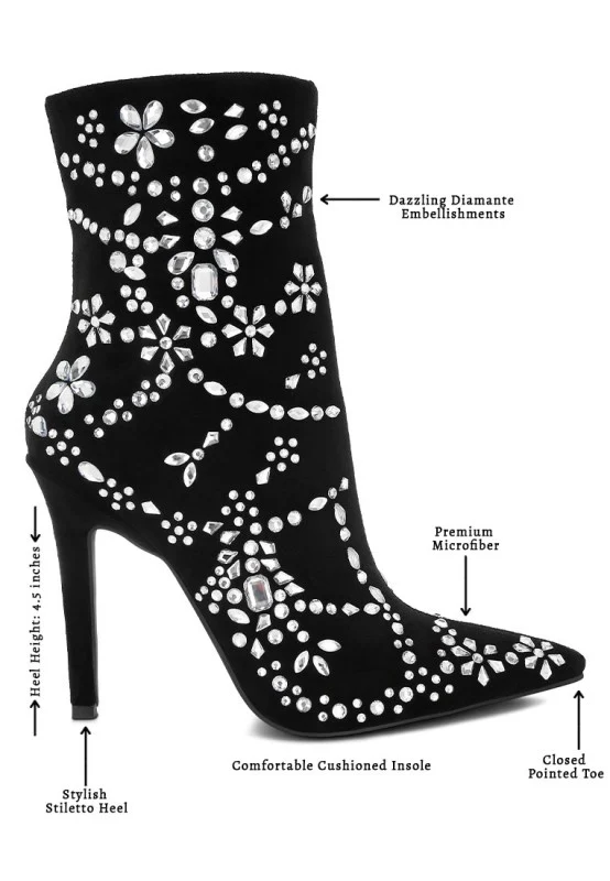 Dunari Diamante Embellished Microfiber Boots - Image 12