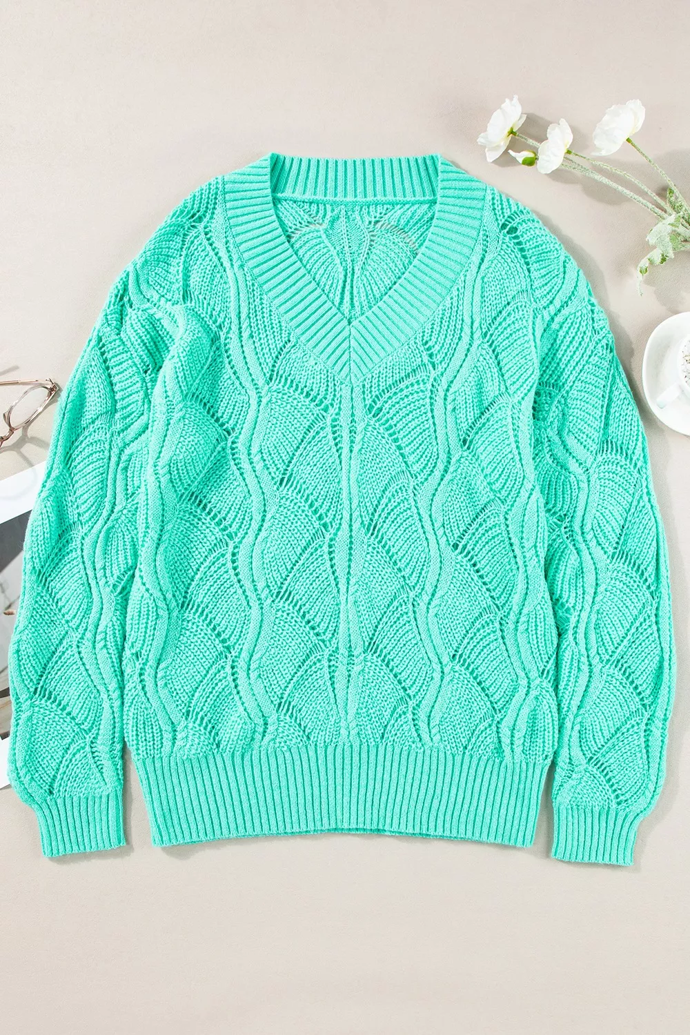 Elegant Texture V-Neck Knit Top - Image 7