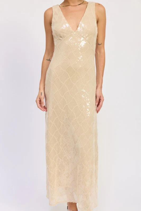 EMBELLISHED MIDI SEQUIN DRESS WITH OPEN SCOOP BACK - Image 3