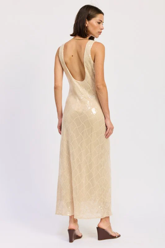 EMBELLISHED MIDI SEQUIN DRESS WITH OPEN SCOOP BACK - Image 8