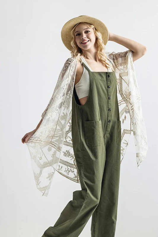 Embroidered Mesh Leaf Cocoon Cardigan - Image 5