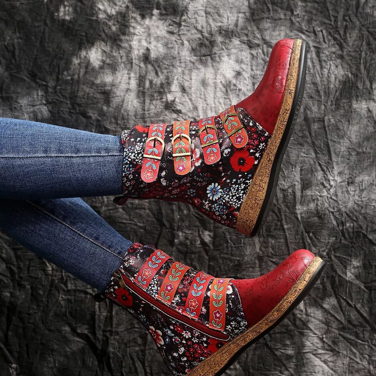Embroidered Round Toe Boots - Image 4